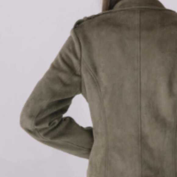 Nikky Collection Jackets & Blazers - Nikky collection, cotton dark green faux suede long sleeve jacket women ruffle S
